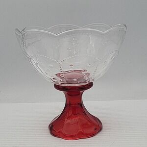 Vintage Clear‎ to Cranberry Glass Beaded Arches